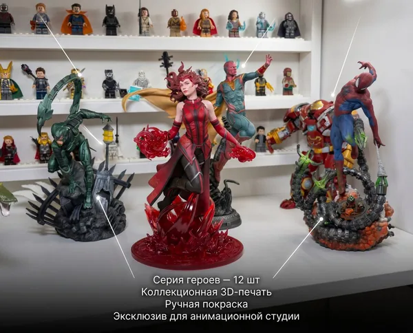 Серия из 12 коллекционных фигурок из шёлкового PLA для студии анимации